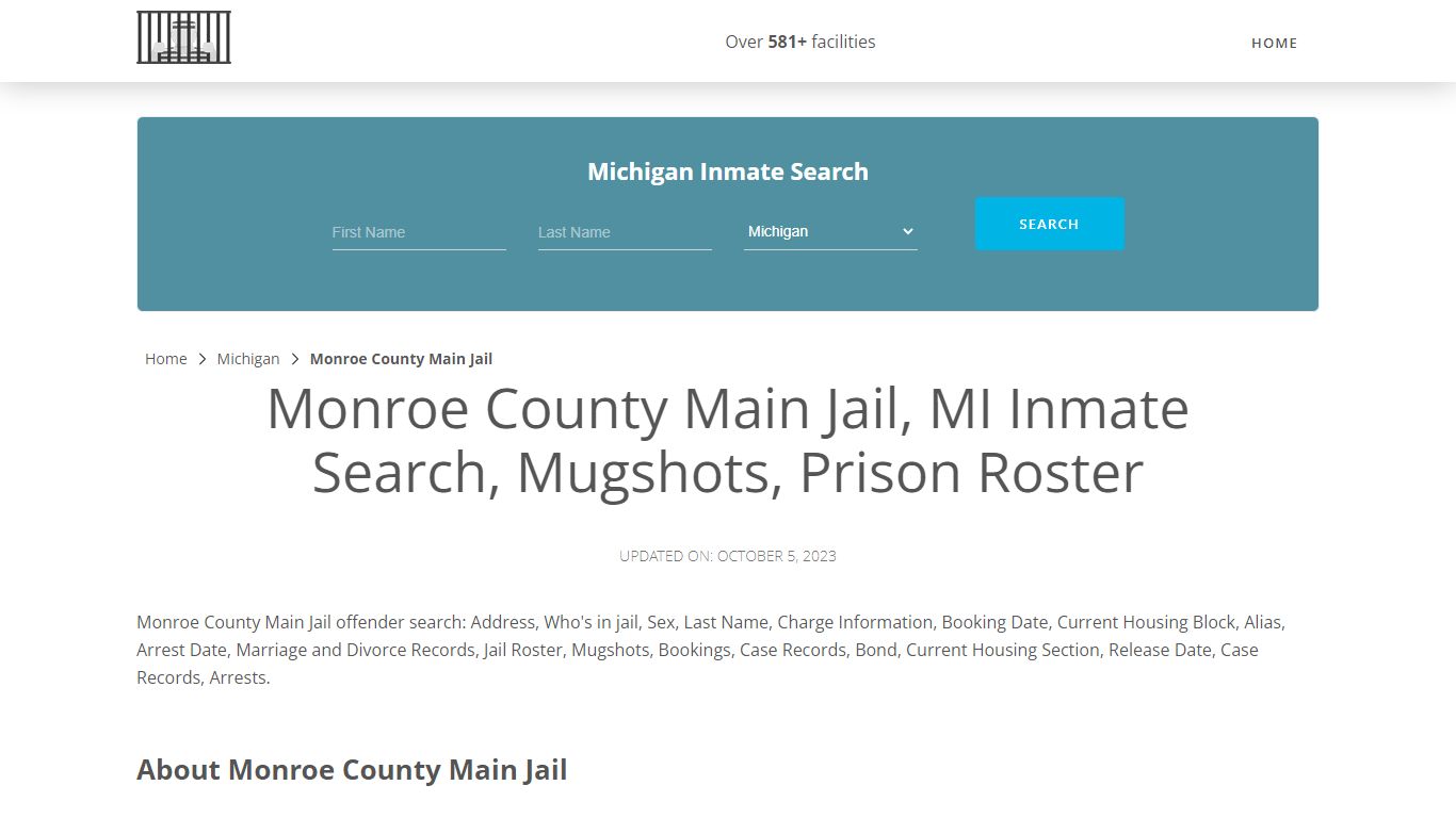Monroe County Main Jail, MI Inmate Search, Mugshots, Prison Roster