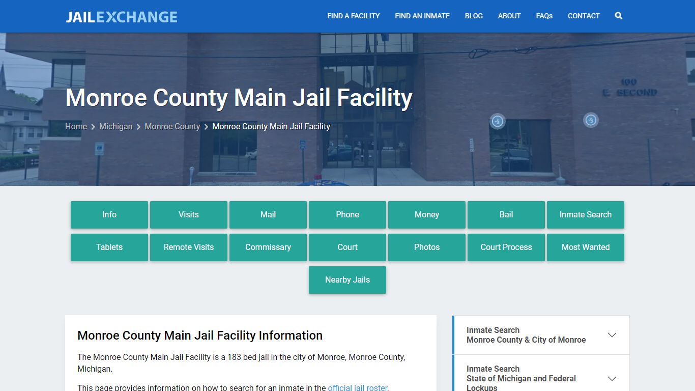 Monroe County Main Jail Facility, MI Inmate Search, Information